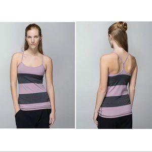 EUC Lululemon Power-Y Tank Stripe Mauvelous Black